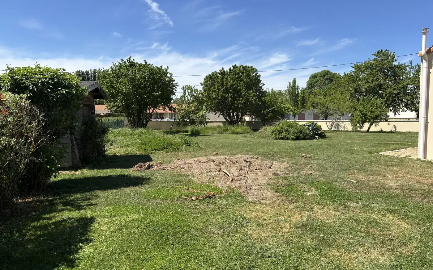 Pelouse avant le terrassement de la piscine à Brioux-sur-Boutonne (79)